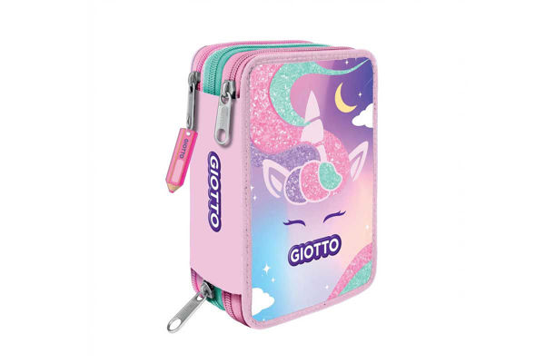 Astuccio Triplo Catty Candy Rosa con matite, penne e pennarelli