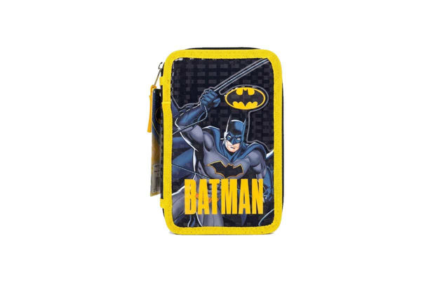 Astuccio Triplo Batman con pastelli, pennarelli e accessori scolastici