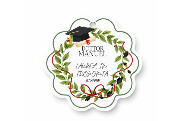 Tag bomboniere Laurea 5 cm – disponibili in set da 12, 24 e 48 pezzi
