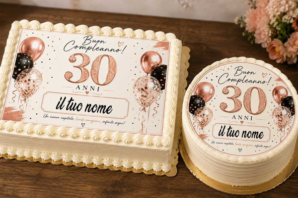Cialda 30 Esimo Compleanno per torta personalizzabile con nome