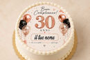 Cialda 30 Esimo Compleanno per torta personalizzabile con nome