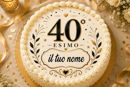 Cialda 40 Esimo Compleanno per torta personalizzabile con nome