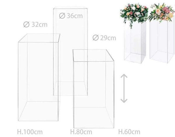 Immagine di Set 3 alzatine in plexiglass trasparente