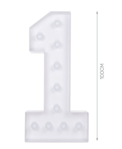 Immagine di Numero 1 in cartone 100 cm con luce calda