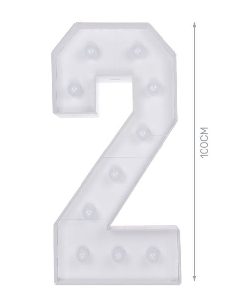 Immagine di Numero 2 in cartone 100 cm con luce calda