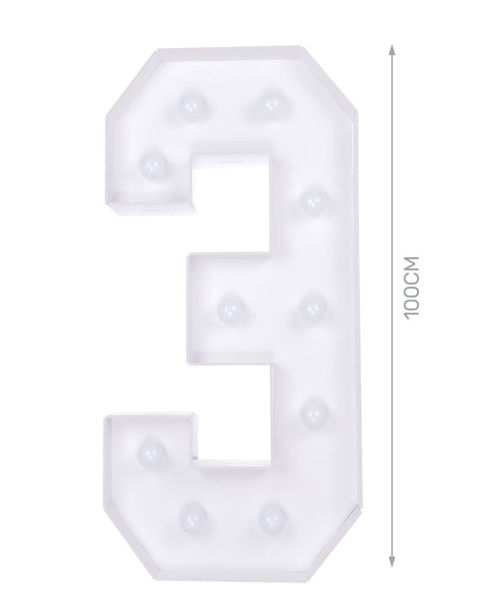 Immagine di Numero 3 in cartone 100 cm con luce calda