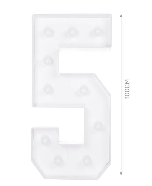 Immagine di Numero 5 in cartone 100 cm con luce calda