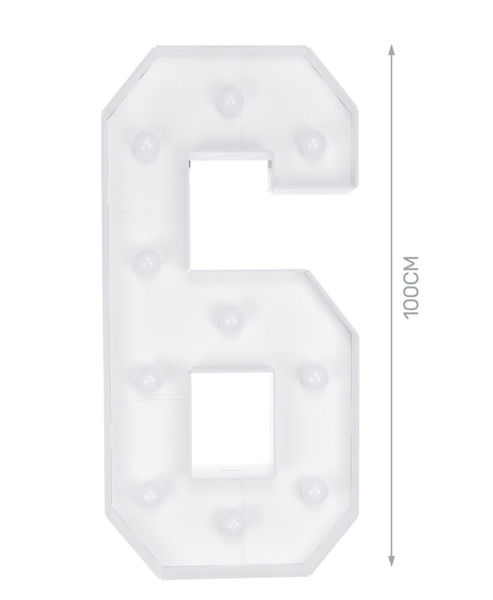 Immagine di Numero 6 in cartone 100 cm con luce calda