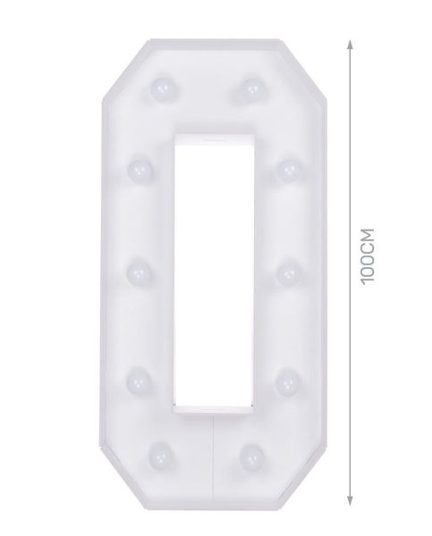 Immagine di Numero 0 in cartone 100 cm con luce calda