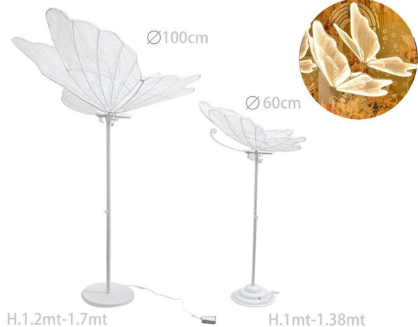 Immagine di Set 2 Farfalla in metallo Bianca con base luce calda