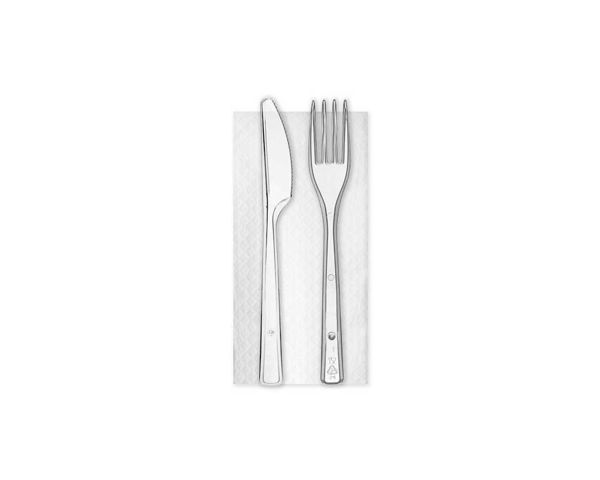 Bis posate coltello+forchetta+tovagliolo 100 pezzi