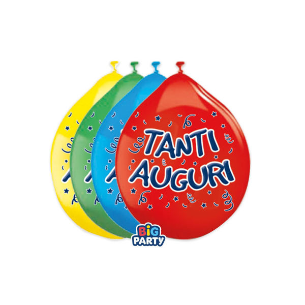 palloncini in lattice 10 pollici 26 cm tanti auguri colori assortiti 10 pezzi