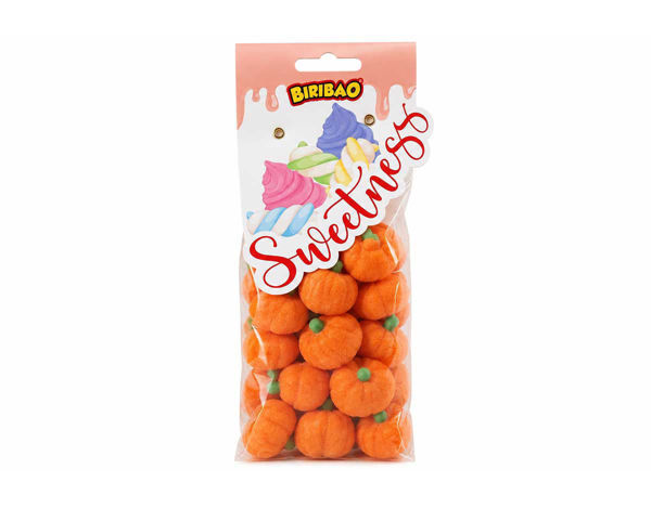 Marshmallow Zucche Halloween Biribao sacchetto 180 grammi caramelle a forma di zucca