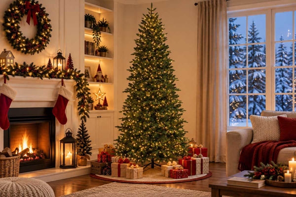Albero Queenstown Lux Premium Innevato 240 cm con Luci LED