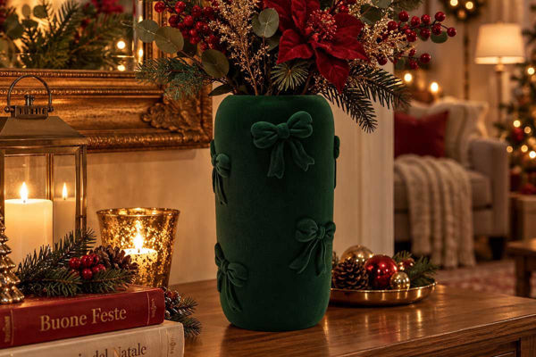 Vaso Fiocchi in Ceramica Velluto Verdone 30 cm