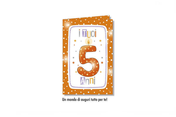 Biglietto Numero 5 Bambini Pois