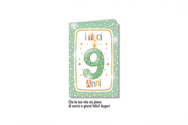 Biglietto Numero 9 Bambini Pois