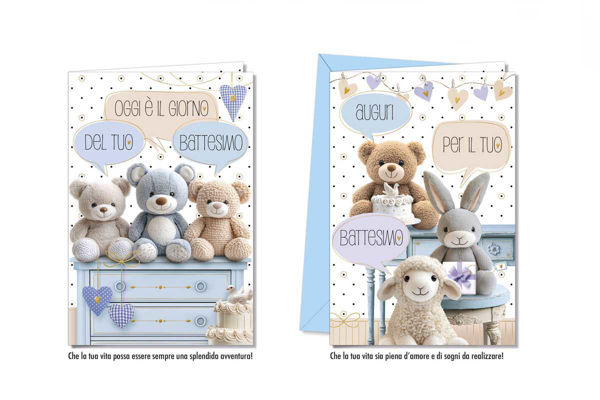Biglietto Battesimo Azzurro – Biglietto per Bomboniera e Confetti