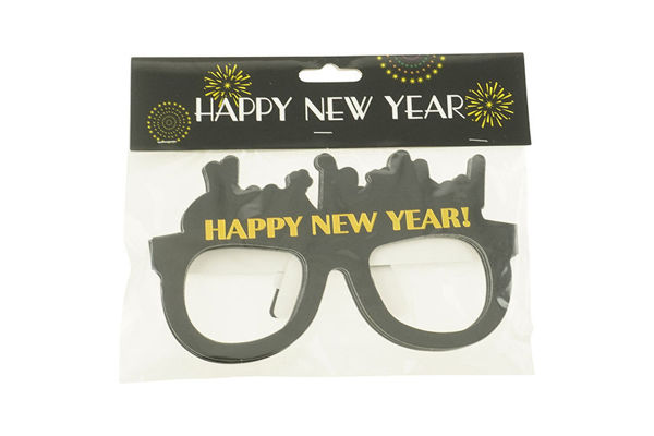 Occhiali Neri in Carta Happy New Year 6 Pezzi