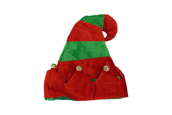 Cappello Elfo Natalizio Rosso e Verde con Campanellini 29x32 cm