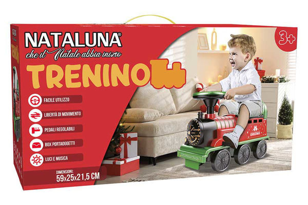 Trenino Cavalcabile Natalizio con Luci e Musica