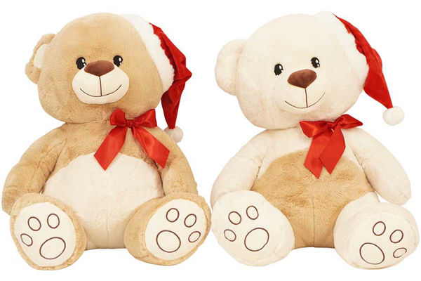 Immagine di Peluche Orso 30 cm con Cappello e Fiocco Rosso