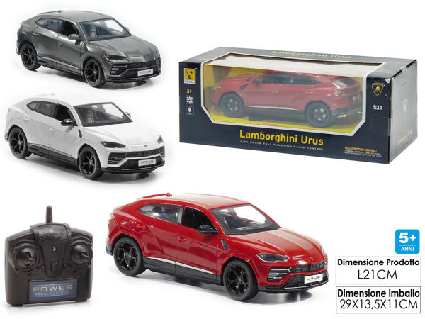 Lamborghini Urus radiocomandata scala 1:24 da 21 cm con telecomando