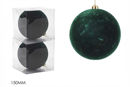 Set 2 Palle di Natale 150 mm Velluto Verde Scuro Lisce