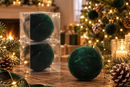 Set 2 Palle di Natale 150 mm Velluto Verde Scuro Lisce