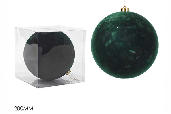 Palla di Natale 200 mm Velluto Verde Scuro Liscia