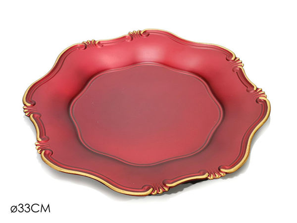 Sottopiatto Rosso con Bordo Oro Ø33 cm