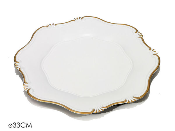 Sottopiatto Bianco con Bordo Oro Ø33 cm Elegante