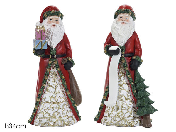 Babbo Natale decorativo H34 cm rosso bianco e oro in 2 modelli assortiti