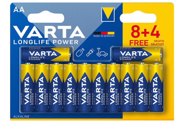Immagine di Pile Alcaline Varta Longlife Power AA 12 Pezzi