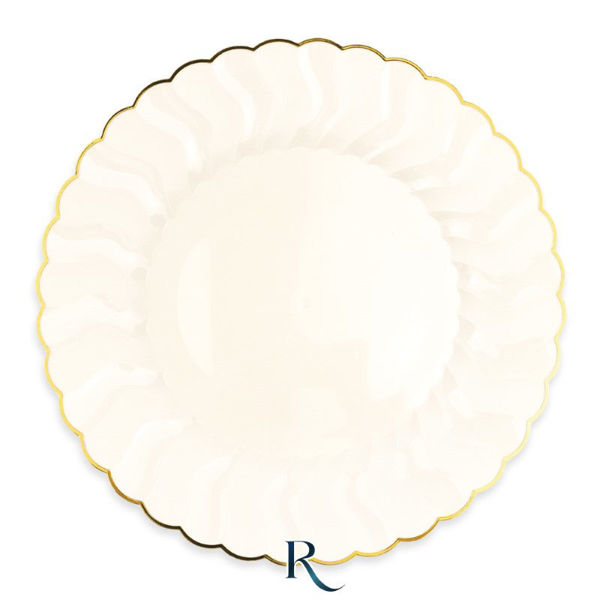 Immagine di 6 Piatti Riutilizzabili cm.26 Shell Ivory Gold