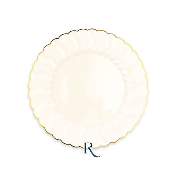 Immagine di 6 Piatti Riutilizzabili cm.19 Shell Ivory Gold