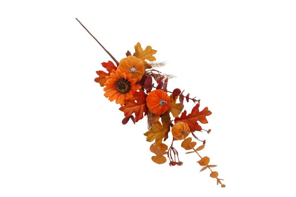 Pick autunnale con zucche grano fiore e foglie decorative 57 cm