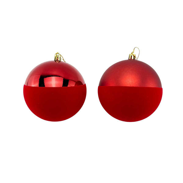 Palla di Natale Double Rossa in Plastica Ø10 cm