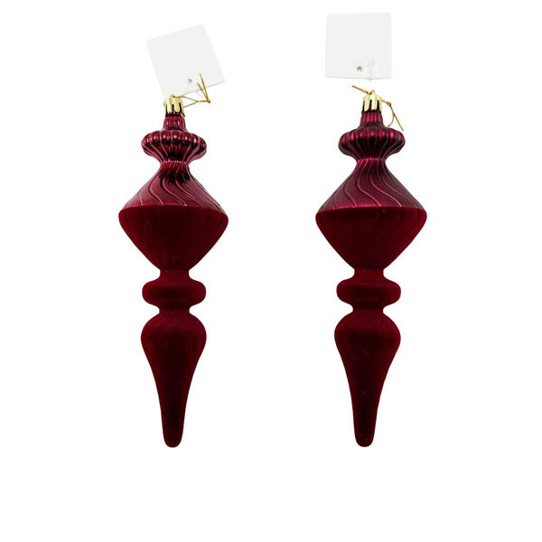Immagine di Pendente double bordeaux in plastica 6x19 cm