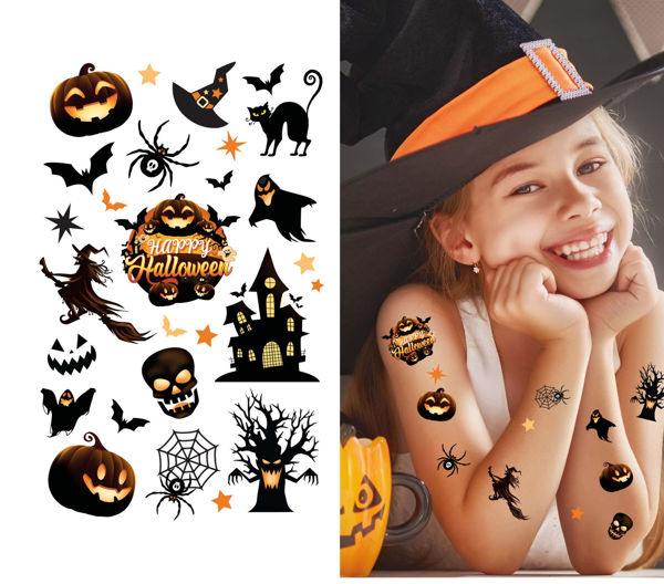 foglio tatuaggi temporanei Halloween bambini 14x22 cm Guirca