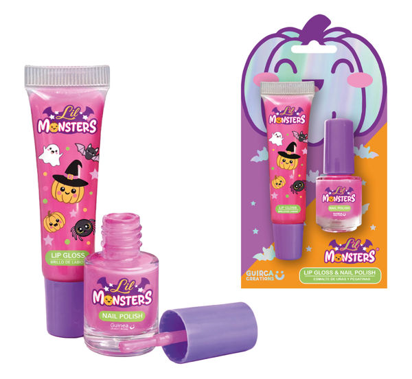 Lil Monsters set smalto rosa e lucidalabbra lampone bambini Guirca Halloween