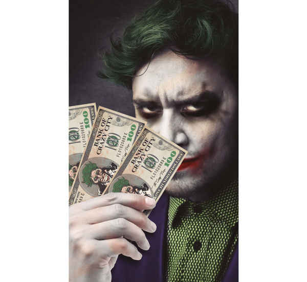 banconote finte Mr Smile 6x15 cm accessorio costume Joker Guirca