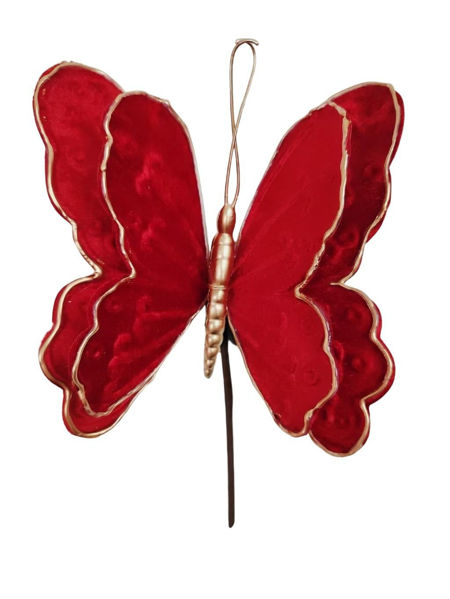 Immagine di Pick farfalla velluto rosso 20x18x20 cm