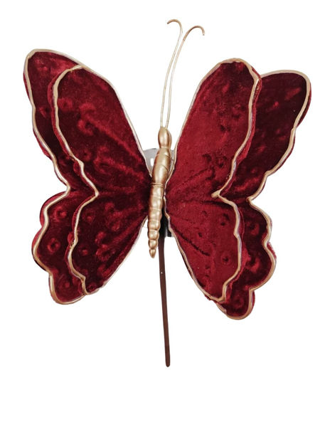 Immagine di Pick farfalla velluto bordeaux 20x18x20 cm
