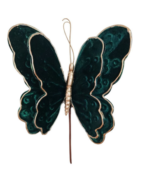 Immagine di Pick farfalla velluto verde 20x18x20 cm