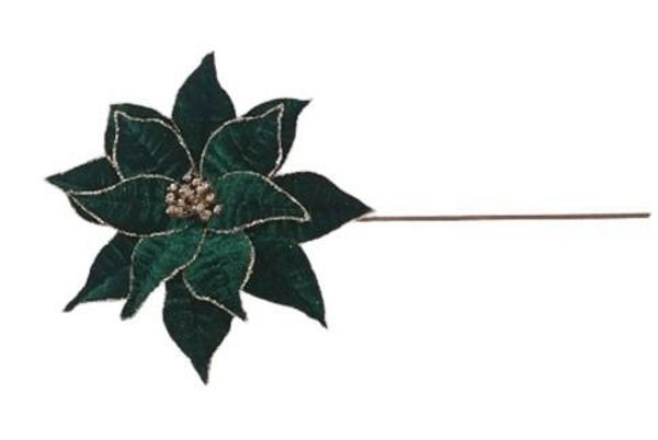 Immagine di Stella di Natale verde oro velluto 30x45 cm