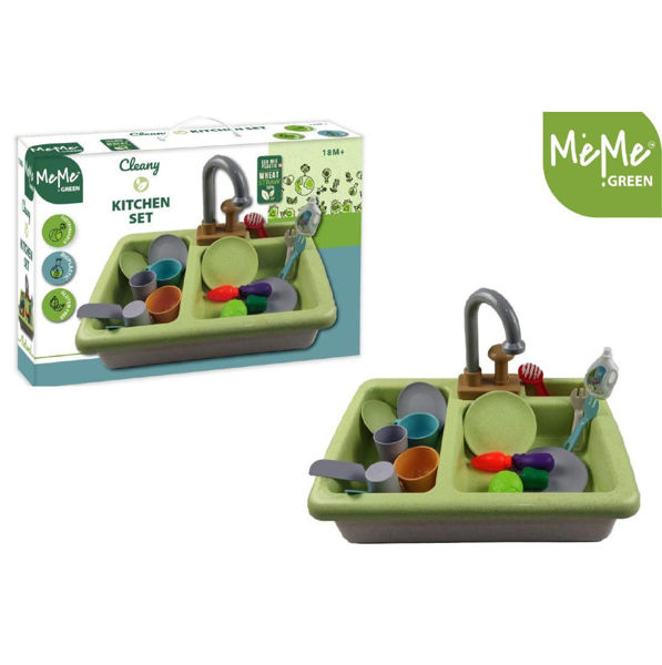 Immagine di MeMe Green Cleany Lavabo Giocattolo con Accessori