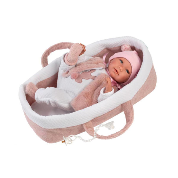 Immagine di Bambola Reborn Mimi Morbida 42 cm con Culla Rosa