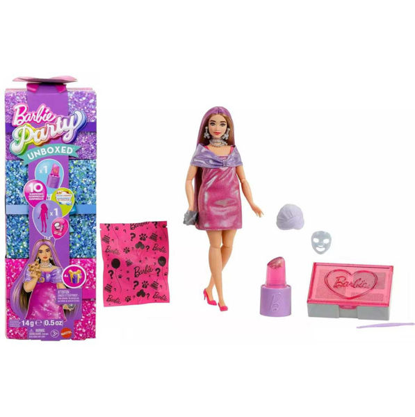 Immagine di Barbie Party Unboxed Festa Glamour Rosa con 10 Sorprese