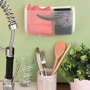 Ordinello Snips bianco e grigio porta spugne e accessori pulizia da parete con dimensioni 22,5x12,5x8 cm